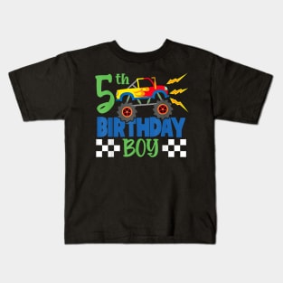 5 Year Old 5th Birthday Boy Monster Truck Car Kids T-Shirt